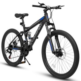 A2660 26 Inch Mountain Bike, 21-Speed Disc Brakes, Durable Frame, Front, Rear Dual-Shock Absorption, Unisex For Commuting, Travel, School, Mountain An