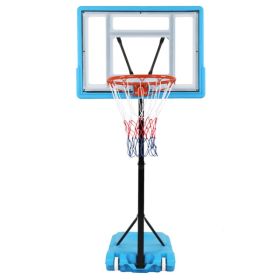 PVC Transparent Board Basket Frame Adjustable 115-135cm Poolside Basketball Hoop Blue
