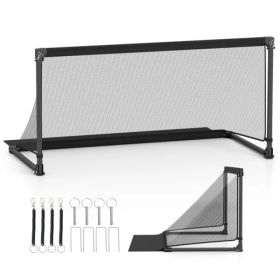 59" Portable Folding Soccer Goal (Size L, Black) - Heavy-Duty Metal Frame, Tear-Resistant PE Net