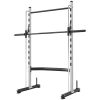 Soozier Squat Rack with Pull Up Bar and Barbell Bar Adjustable Bench Press Multi-Function Weight Lifting Half Rack, White