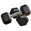 Soozier Rubber Hex Dumbbell Set 15lbs Pair for Home Gym Strength Training Black