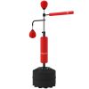 Soozier 4-in-1 Boxing Punching Bag Stand with 2 Speedballs, 360° Relax Bar, & PU-Wrapped Bag & Adjustable Height, Red