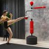 Soozier 4-in-1 Boxing Punching Bag Stand with 2 Speedballs, 360° Relax Bar, & PU-Wrapped Bag & Adjustable Height, Red