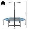 Soozier 4.5ft Exercise Trampoline, Portable & Foldable Fitness Trampoline with Adjustable T-Bar and Heavy-Duty Design, Blue