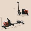 Soozier Foldable Rower Machine, Water Rowing Machine with Wheels, LCD Monitor and Tablet Holder for Cardio Training, Red