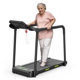 Walking Pad Treadmill For Senior, Foldable Exercise Treadmill With Stable And Safe Structural Design, Large LED Display For Elderly, Long Handrail For